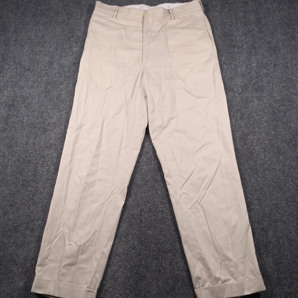 O'Connell's Pants Mens 33x30 Khaki Chino Cuffed Made In USA Trousers READ